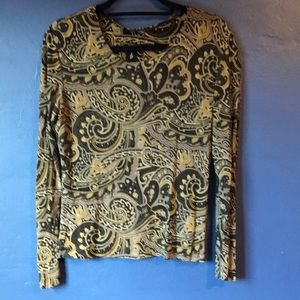 Silky gold and black top.